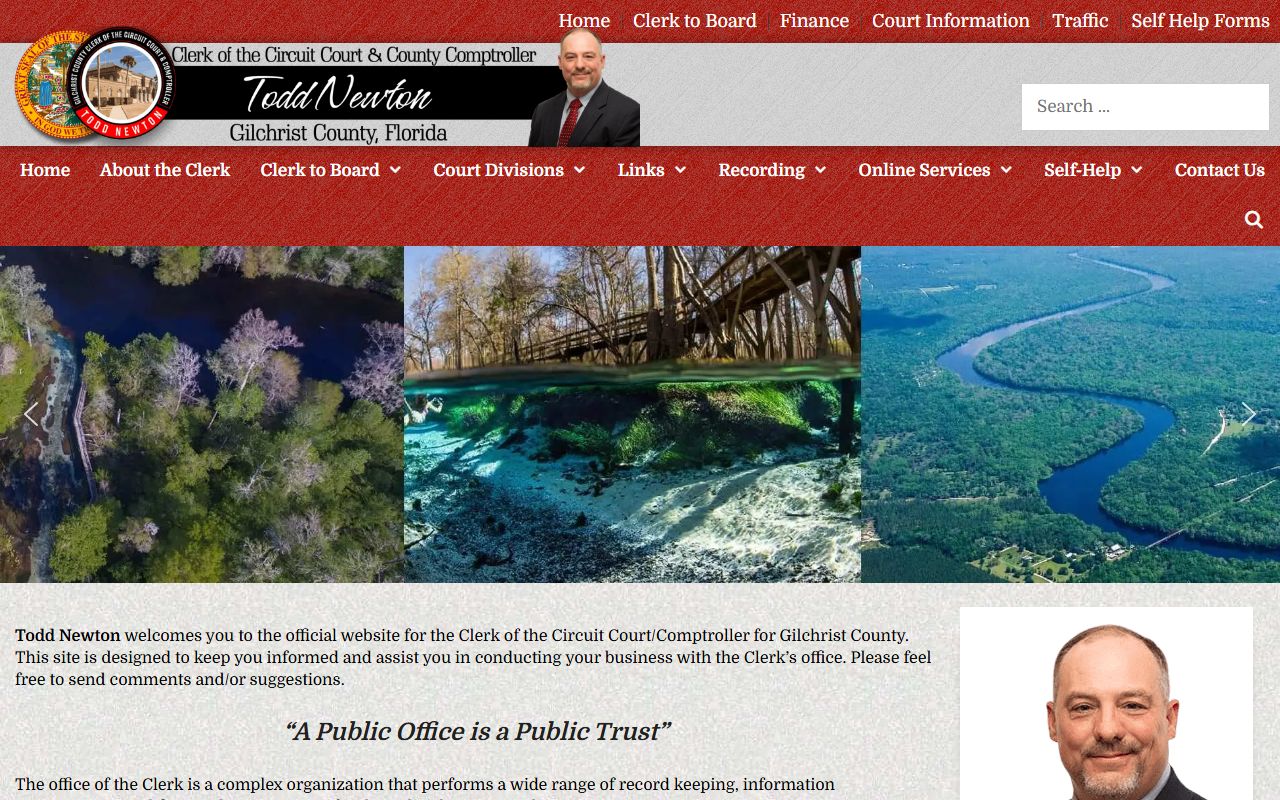 Gilchrist County Clerk of Courts website for criminal history records