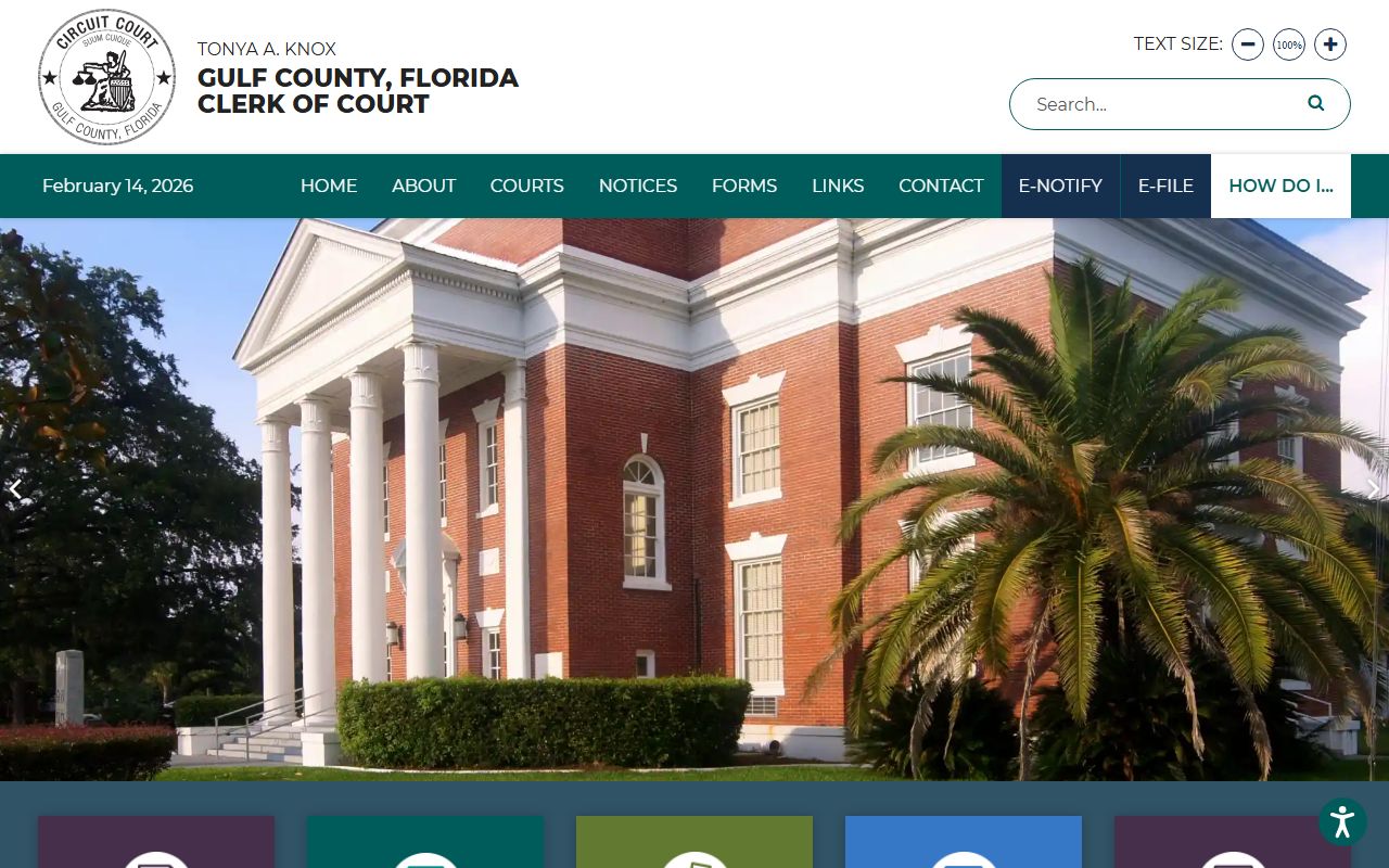 Gulf County Clerk of Courts website for criminal history records