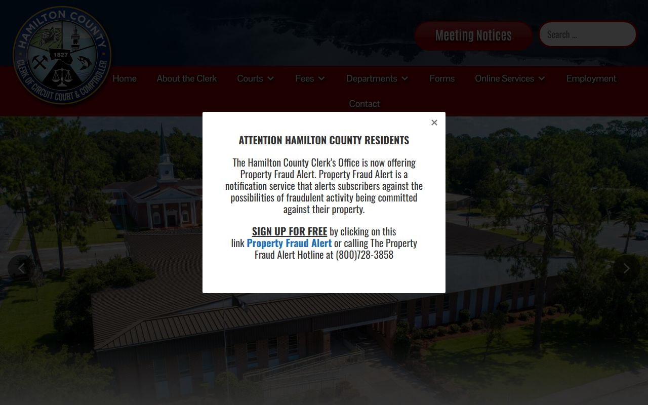 Hamilton County Clerk of Courts website for criminal history records