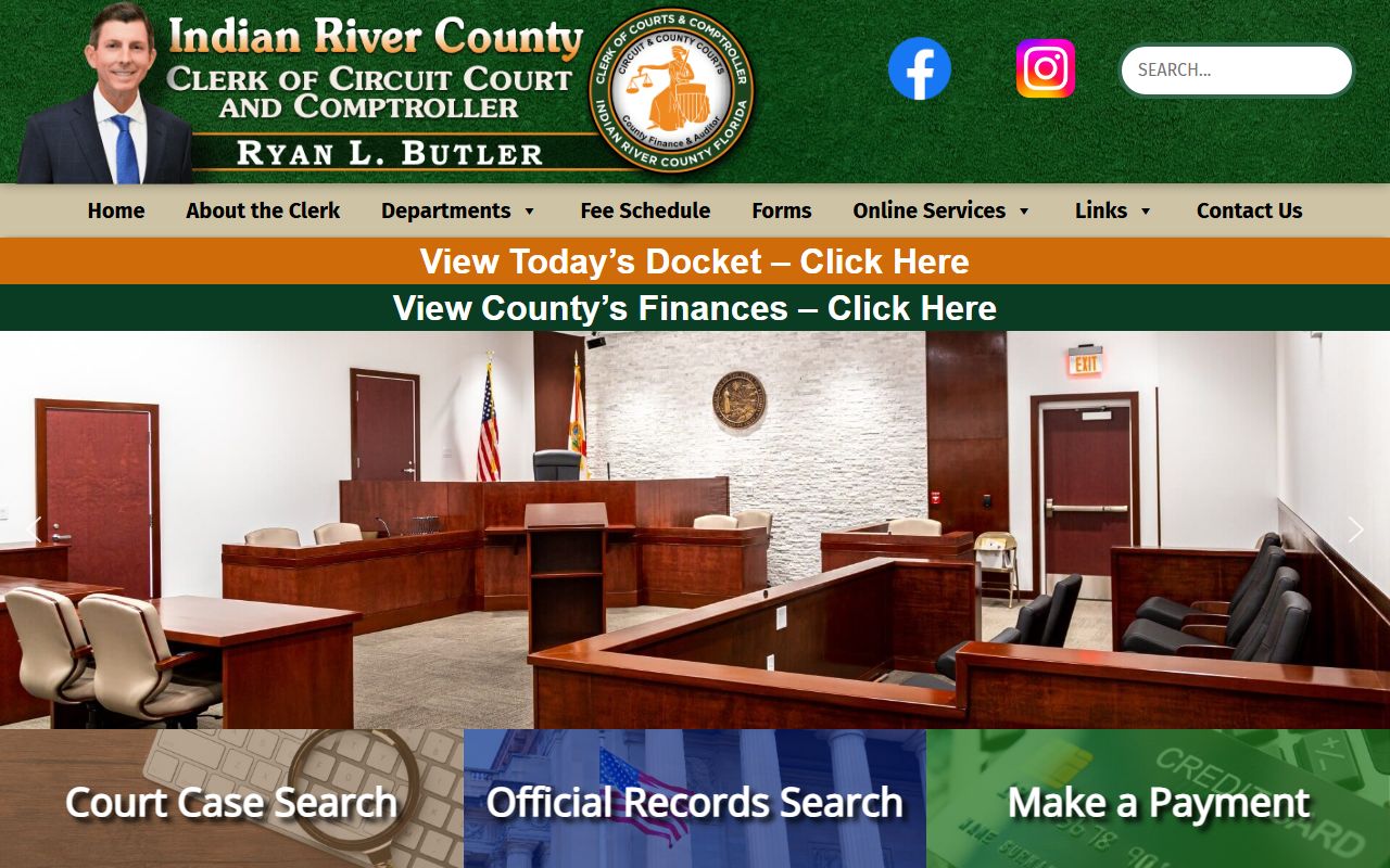 Indian River County Clerk of Court homepage for criminal history records access