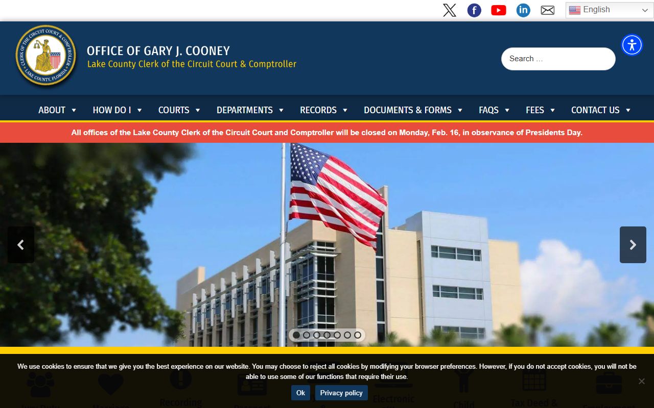 Lake County Clerk court records search page