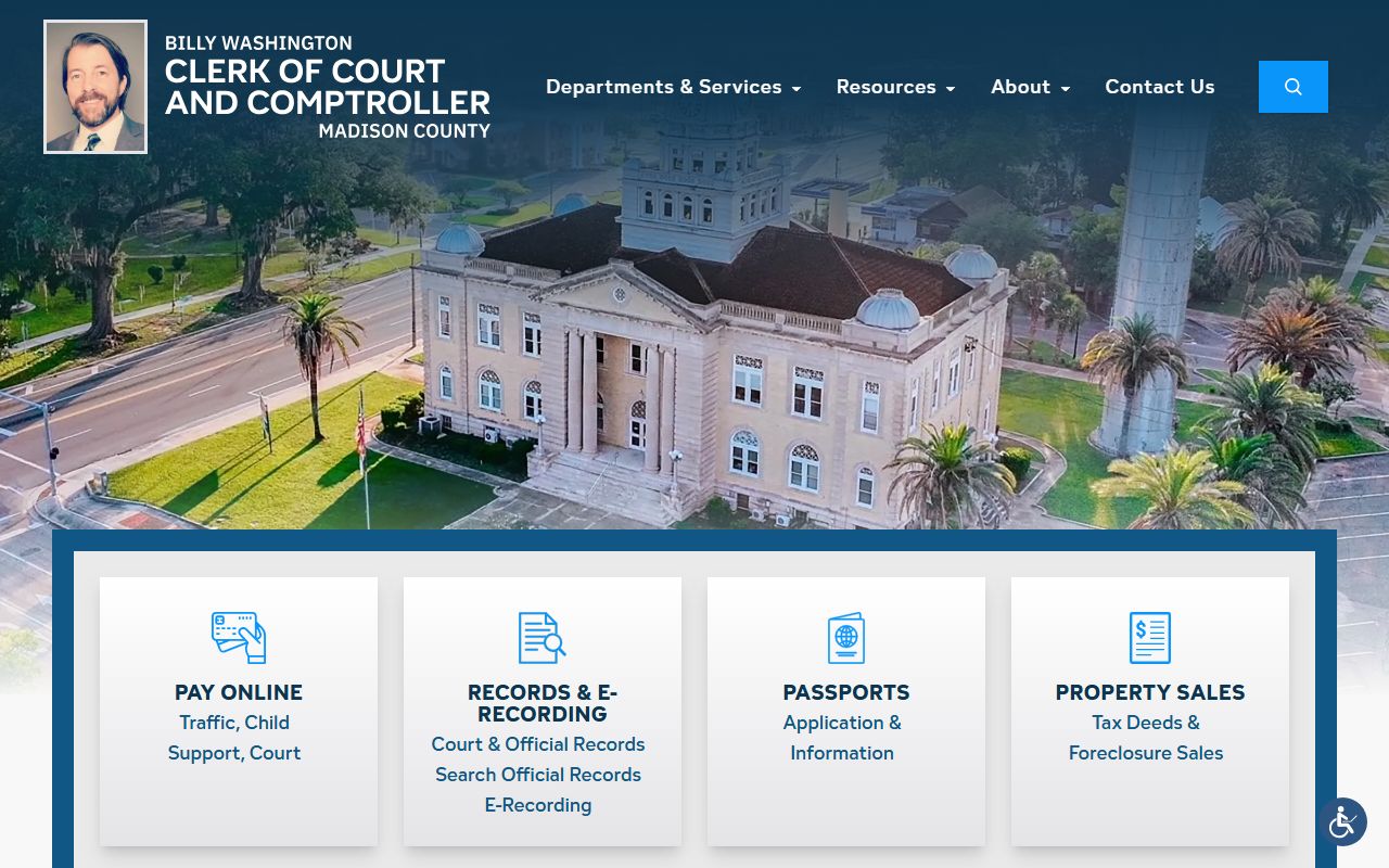 Madison County Clerk of Court homepage for criminal history records access