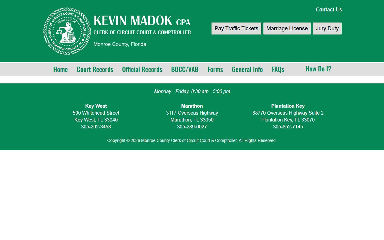 Monroe County Clerk court records search page