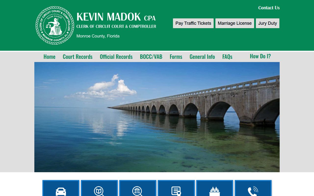 Monroe County Clerk of Court homepage for criminal history records access