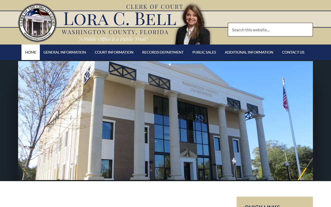 Washington County Clerk of Court homepage for criminal history records access